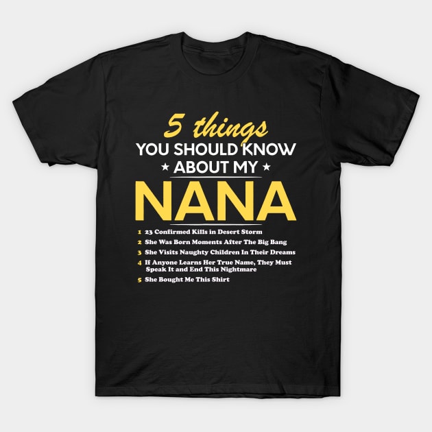 5 Things You Should Know About My Nana T-Shirt by Andrew